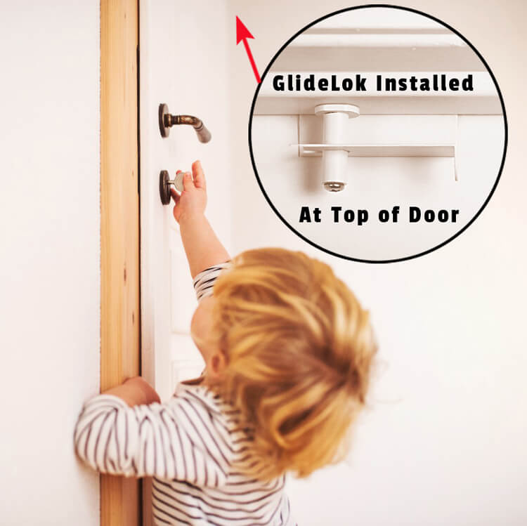 Child Safety Door Lock,Baby Proof Door Top Lock for Kids,Prevents Toddlers  & Pet from Opening Doors,Lock & Unlock Doors on Both Sides for Adults