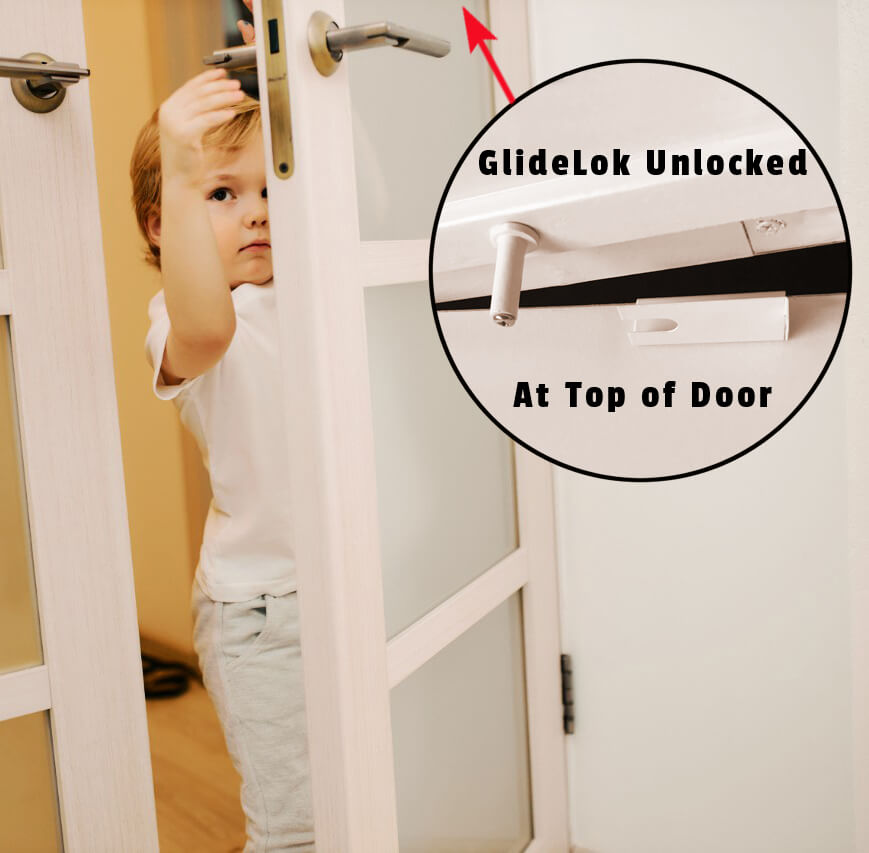 4 Pack - GLIDELOK CHILDPROOF DOOR LOCK - Works on Doors w/ Levers or K –  GlideLok